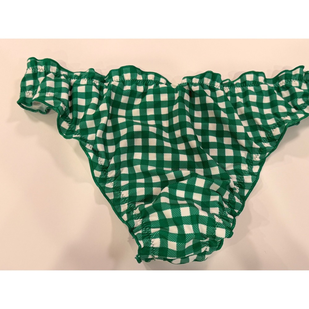 Cupshe Green Gingham Ruffle Bikini Set XS High Cut Swimwear - Picture 2 of 7